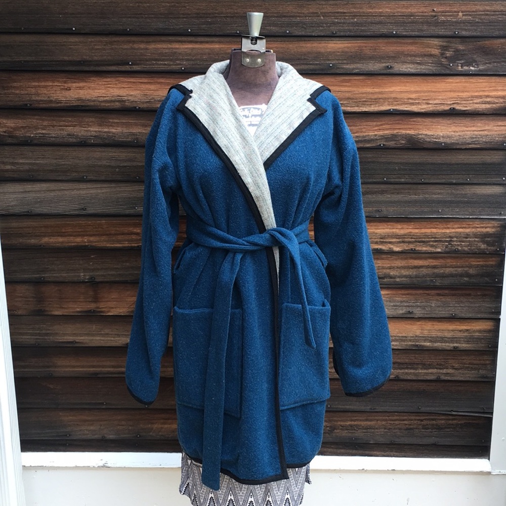 Mexican Style Blanket Wrap Coat, Reversible